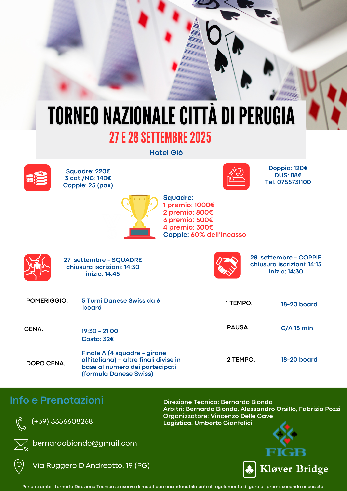 Locandina Torneo di bridge Città di Perugia
